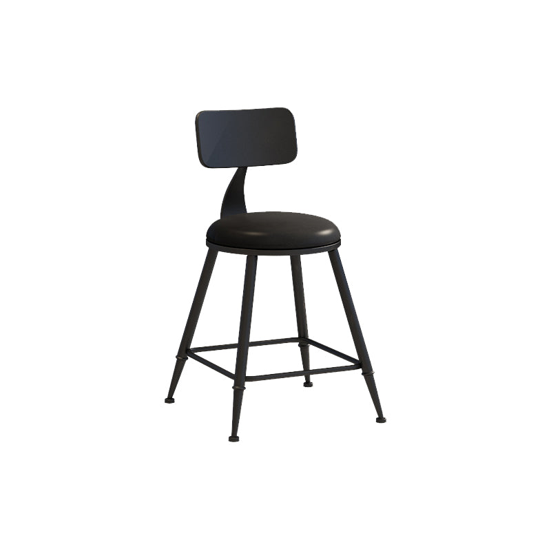 Matte Finish Iron Bar Stool Industrial Low Back Milk Tea Shop Stool Black 1 Piece Short Stool(18"H) Clearhalo 'Bar Furniture' 'Bar Stools' 'bar_stools' 'furn' 'furn_bar_stools' 'Furniture' 'furniture_bar_stools' 'Kitchen & Dining Furniture' 4888953