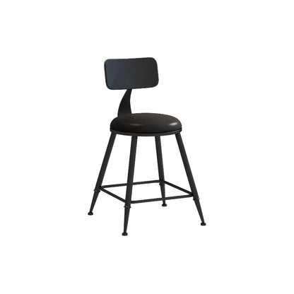 Matte Finish Iron Bar Stool Industrial Low Back Milk Tea Shop Stool Black 1 Piece Short Stool(18"H) Clearhalo 'Bar Furniture' 'Bar Stools' 'bar_stools' 'furn' 'furn_bar_stools' 'Furniture' 'furniture_bar_stools' 'Kitchen & Dining Furniture' 4888953