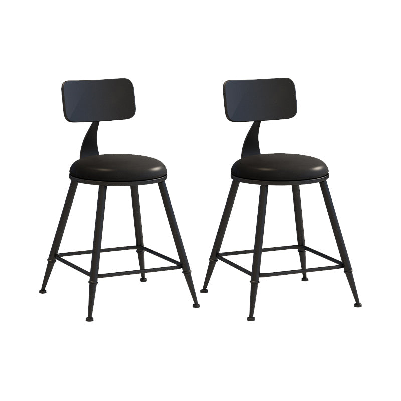 Matte Finish Iron Bar Stool Industrial Low Back Milk Tea Shop Stool Black 2 Piece Set Short Stool(18"H) Clearhalo 'Bar Furniture' 'Bar Stools' 'bar_stools' 'furn' 'furn_bar_stools' 'Furniture' 'furniture_bar_stools' 'Kitchen & Dining Furniture' 4888954