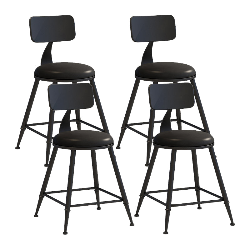 Matte Finish Iron Bar Stool Industrial Low Back Milk Tea Shop Stool Black 4 Piece Set Short Stool(18"H) Clearhalo 'Bar Furniture' 'Bar Stools' 'bar_stools' 'furn' 'furn_bar_stools' 'Furniture' 'furniture_bar_stools' 'Kitchen & Dining Furniture' 4888956