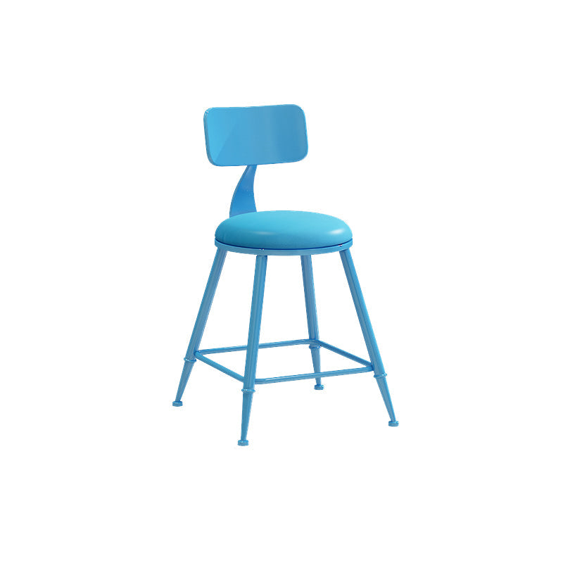Matte Finish Iron Bar Stool Industrial Low Back Milk Tea Shop Stool Blue 1 Piece Short Stool(18"H) Clearhalo 'Bar Furniture' 'Bar Stools' 'bar_stools' 'furn' 'furn_bar_stools' 'Furniture' 'furniture_bar_stools' 'Kitchen & Dining Furniture' 4888959