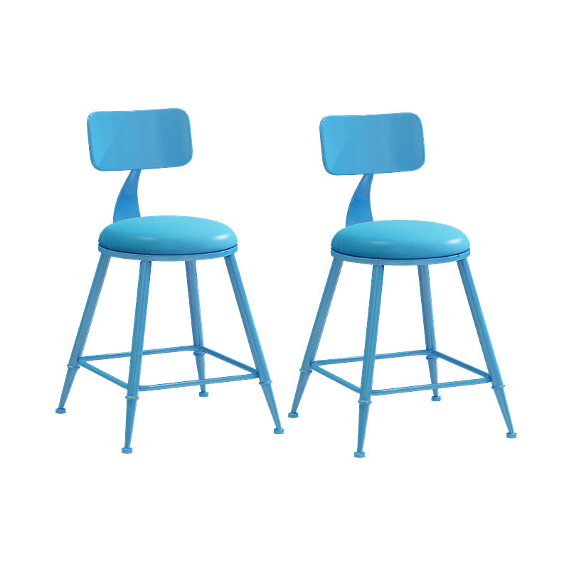 Matte Finish Iron Bar Stool Industrial Low Back Milk Tea Shop Stool Blue 2 Piece Set Short Stool(18"H) Clearhalo 'Bar Furniture' 'Bar Stools' 'bar_stools' 'furn' 'furn_bar_stools' 'Furniture' 'furniture_bar_stools' 'Kitchen & Dining Furniture' 4888961