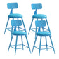 Matte Finish Iron Bar Stool Industrial Low Back Milk Tea Shop Stool Blue 4 Piece Set Short Stool(18"H) Clearhalo 'Bar Furniture' 'Bar Stools' 'bar_stools' 'furn' 'furn_bar_stools' 'Furniture' 'furniture_bar_stools' 'Kitchen & Dining Furniture' 4888963