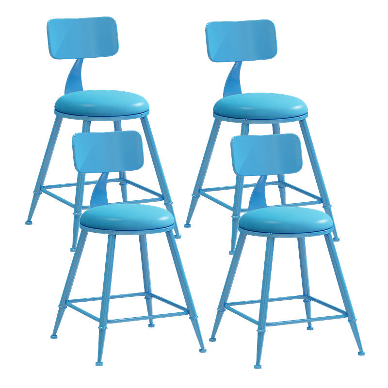 Matte Finish Iron Bar Stool Industrial Low Back Milk Tea Shop Stool Blue 4 Piece Set Short Stool(18"H) Clearhalo 'Bar Furniture' 'Bar Stools' 'bar_stools' 'furn' 'furn_bar_stools' 'Furniture' 'furniture_bar_stools' 'Kitchen & Dining Furniture' 4888963