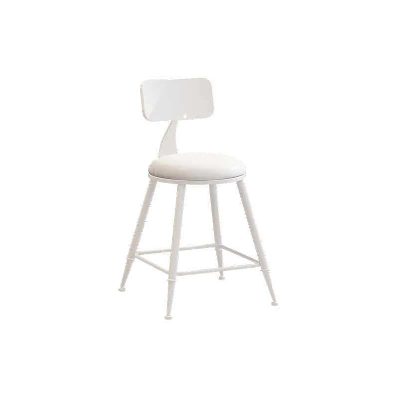 Matte Finish Iron Bar Stool Industrial Low Back Milk Tea Shop Stool White 1 Piece Short Stool(18"H) Clearhalo 'Bar Furniture' 'Bar Stools' 'bar_stools' 'furn' 'furn_bar_stools' 'Furniture' 'furniture_bar_stools' 'Kitchen & Dining Furniture' 4888965