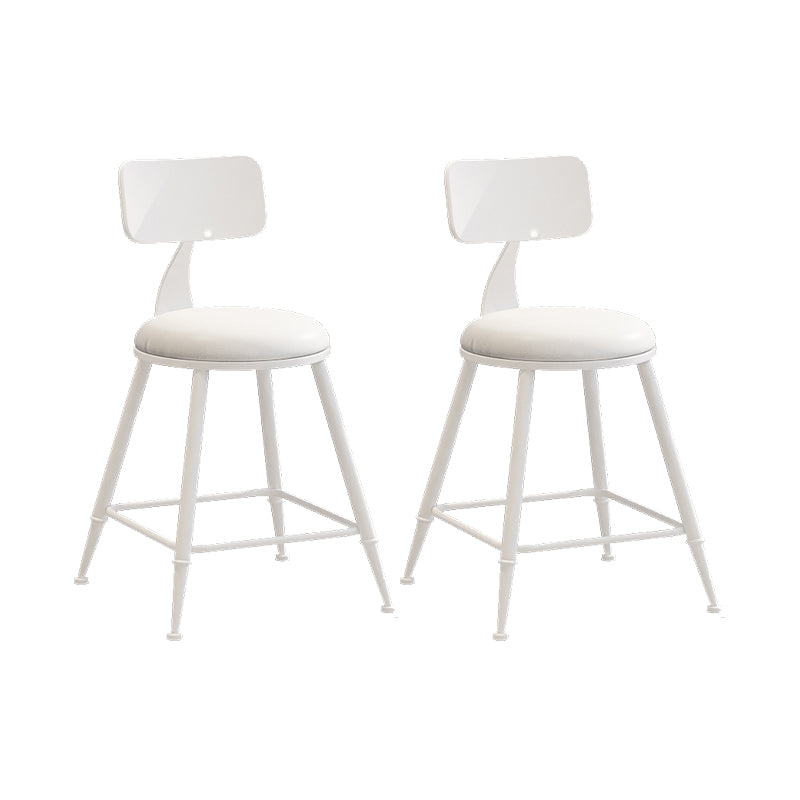 Matte Finish Iron Bar Stool Industrial Low Back Milk Tea Shop Stool White 2 Piece Set Short Stool(18"H) Clearhalo 'Bar Furniture' 'Bar Stools' 'bar_stools' 'furn' 'furn_bar_stools' 'Furniture' 'furniture_bar_stools' 'Kitchen & Dining Furniture' 4888967