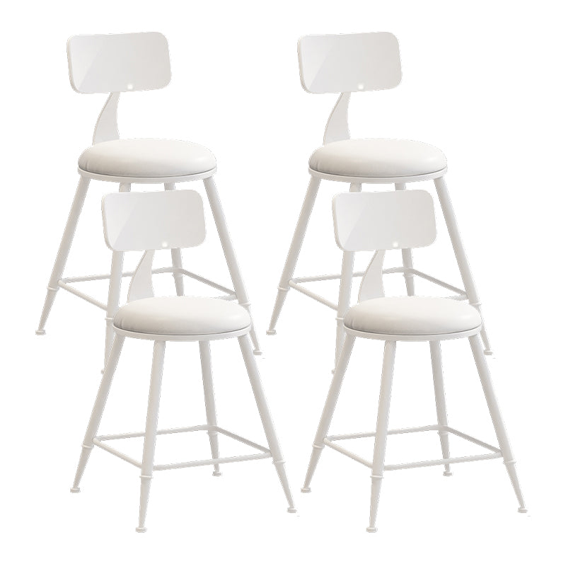 Matte Finish Iron Bar Stool Industrial Low Back Milk Tea Shop Stool White 4 Piece Set Short Stool(18"H) Clearhalo 'Bar Furniture' 'Bar Stools' 'bar_stools' 'furn' 'furn_bar_stools' 'Furniture' 'furniture_bar_stools' 'Kitchen & Dining Furniture' 4888969
