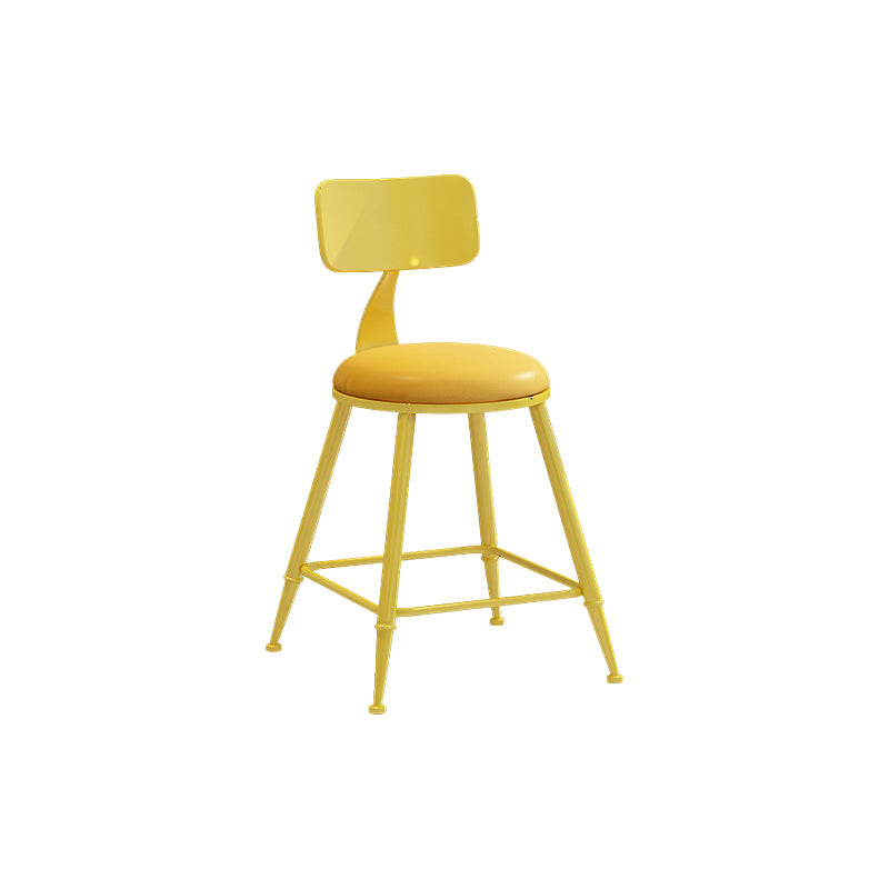 Matte Finish Iron Bar Stool Industrial Low Back Milk Tea Shop Stool Yellow 1 Piece Short Stool(18"H) Clearhalo 'Bar Furniture' 'Bar Stools' 'bar_stools' 'furn' 'furn_bar_stools' 'Furniture' 'furniture_bar_stools' 'Kitchen & Dining Furniture' 4888970
