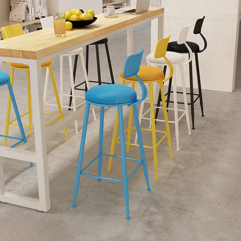 Matte Finish Iron Bar Stool Industrial Low Back Milk Tea Shop Stool Clearhalo 'Bar Furniture' 'Bar Stools' 'bar_stools' 'furn' 'furn_bar_stools' 'Furniture' 'furniture_bar_stools' 'Kitchen & Dining Furniture' 4888971