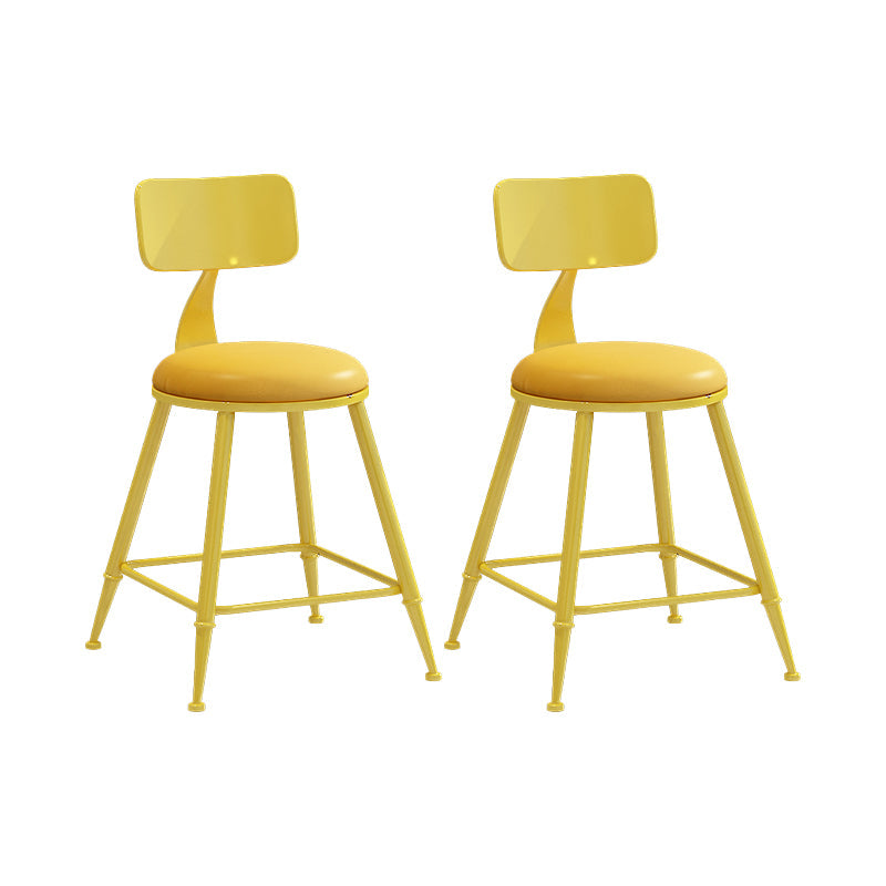 Matte Finish Iron Bar Stool Industrial Low Back Milk Tea Shop Stool Yellow 2 Piece Set Short Stool(18"H) Clearhalo 'Bar Furniture' 'Bar Stools' 'bar_stools' 'furn' 'furn_bar_stools' 'Furniture' 'furniture_bar_stools' 'Kitchen & Dining Furniture' 4888972