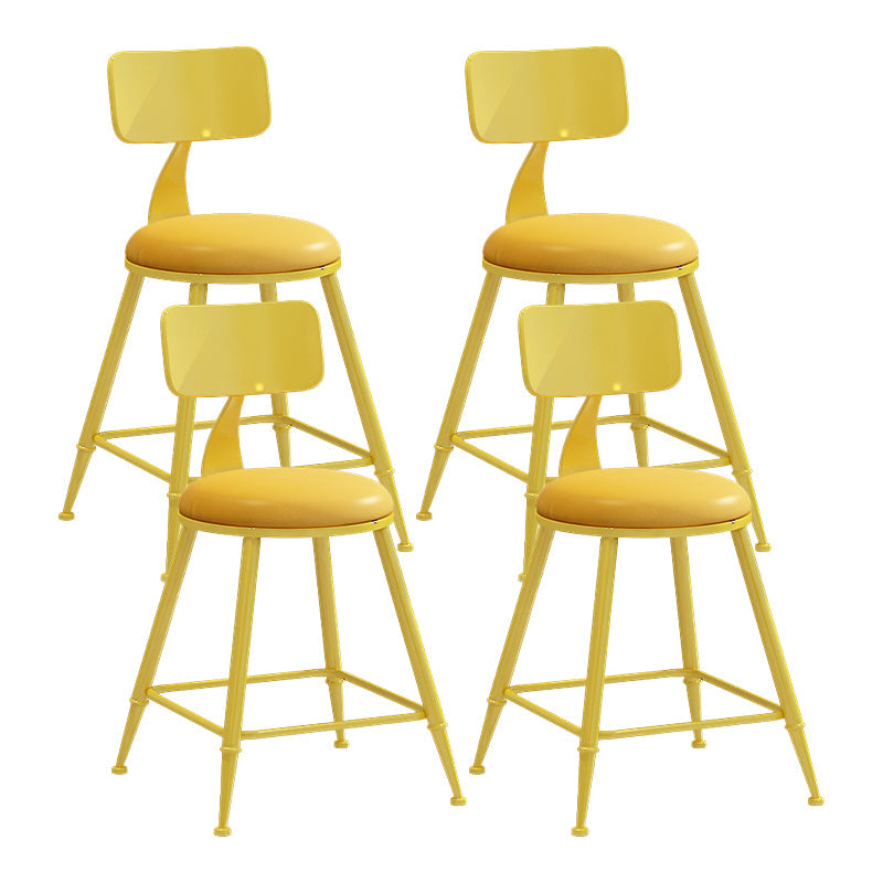 Matte Finish Iron Bar Stool Industrial Low Back Milk Tea Shop Stool Yellow 4 Piece Set Short Stool(18"H) Clearhalo 'Bar Furniture' 'Bar Stools' 'bar_stools' 'furn' 'furn_bar_stools' 'Furniture' 'furniture_bar_stools' 'Kitchen & Dining Furniture' 4888973