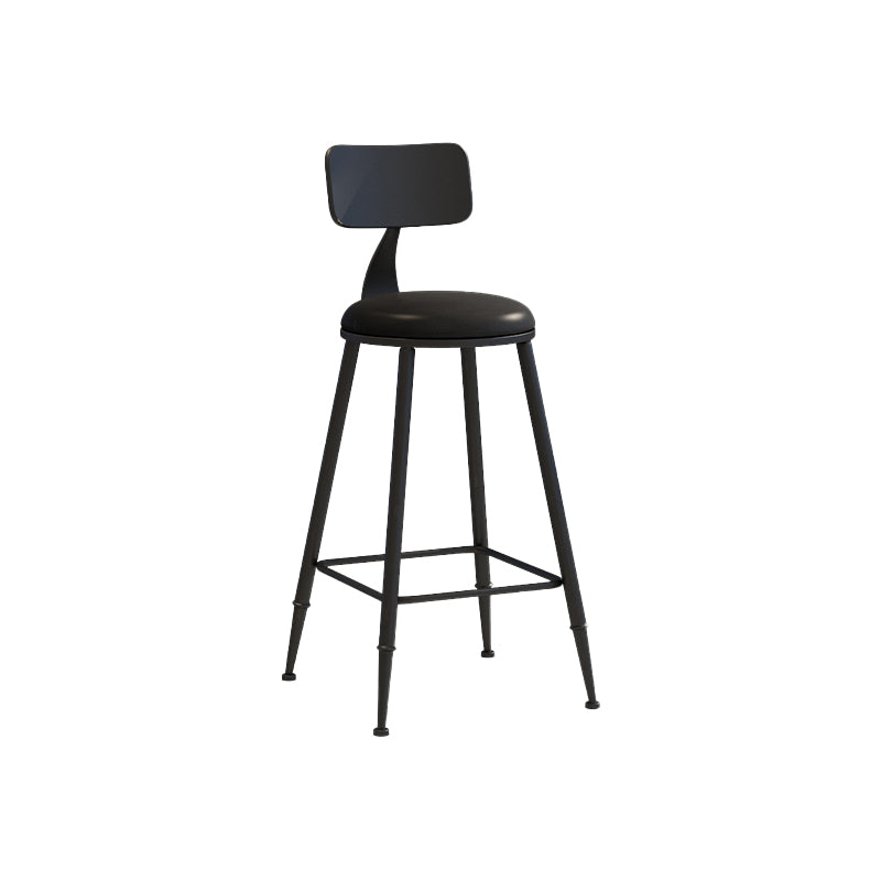 Matte Finish Iron Bar Stool Industrial Low Back Milk Tea Shop Stool Black 1 Piece Counter Stool(26"H) Clearhalo 'Bar Furniture' 'Bar Stools' 'bar_stools' 'furn' 'furn_bar_stools' 'Furniture' 'furniture_bar_stools' 'Kitchen & Dining Furniture' 4888974