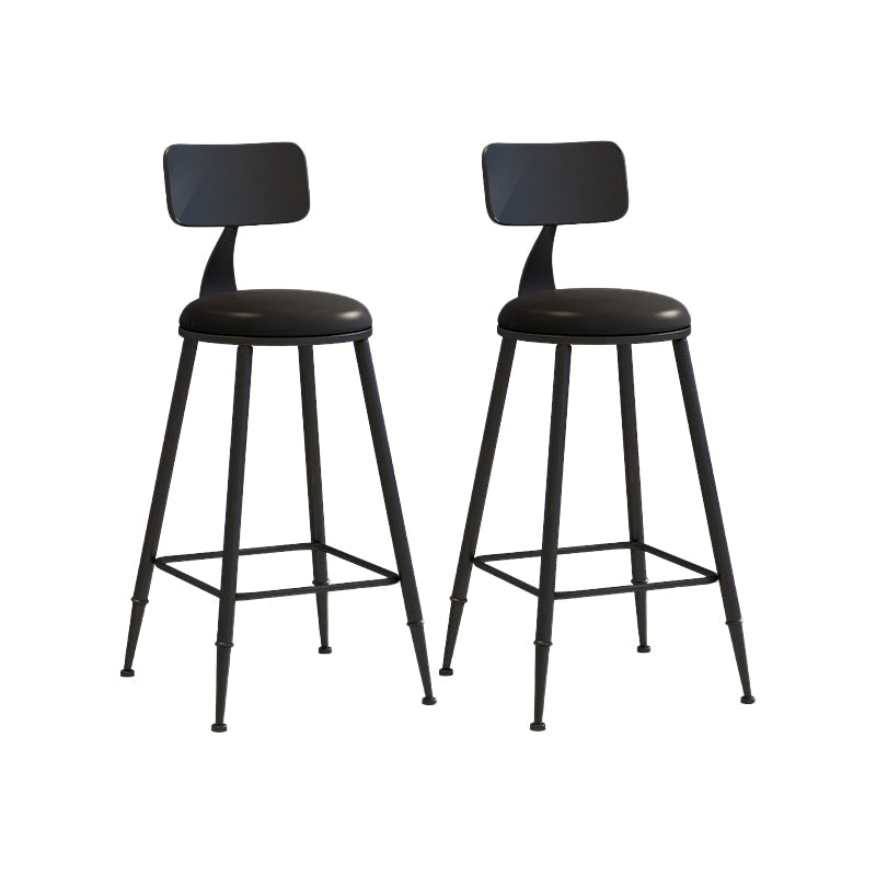 Matte Finish Iron Bar Stool Industrial Low Back Milk Tea Shop Stool Black 2 Piece Set Counter Stool(26"H) Clearhalo 'Bar Furniture' 'Bar Stools' 'bar_stools' 'furn' 'furn_bar_stools' 'Furniture' 'furniture_bar_stools' 'Kitchen & Dining Furniture' 4888975