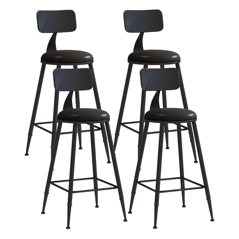 Matte Finish Iron Bar Stool Industrial Low Back Milk Tea Shop Stool Black 4 Piece Set Counter Stool(26"H) Clearhalo 'Bar Furniture' 'Bar Stools' 'bar_stools' 'furn' 'furn_bar_stools' 'Furniture' 'furniture_bar_stools' 'Kitchen & Dining Furniture' 4888976
