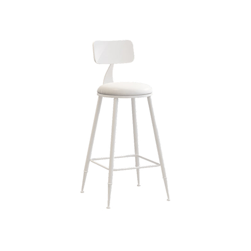 Matte Finish Iron Bar Stool Industrial Low Back Milk Tea Shop Stool White 1 Piece Counter Stool(26"H) Clearhalo 'Bar Furniture' 'Bar Stools' 'bar_stools' 'furn' 'furn_bar_stools' 'Furniture' 'furniture_bar_stools' 'Kitchen & Dining Furniture' 4888977
