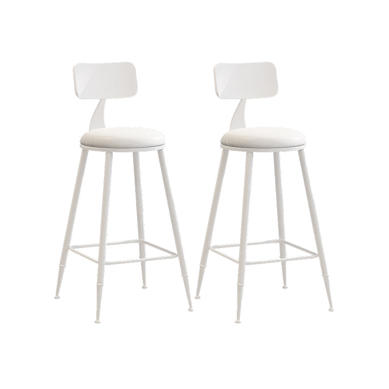 Matte Finish Iron Bar Stool Industrial Low Back Milk Tea Shop Stool White 2 Piece Set Counter Stool(26"H) Clearhalo 'Bar Furniture' 'Bar Stools' 'bar_stools' 'furn' 'furn_bar_stools' 'Furniture' 'furniture_bar_stools' 'Kitchen & Dining Furniture' 4888978