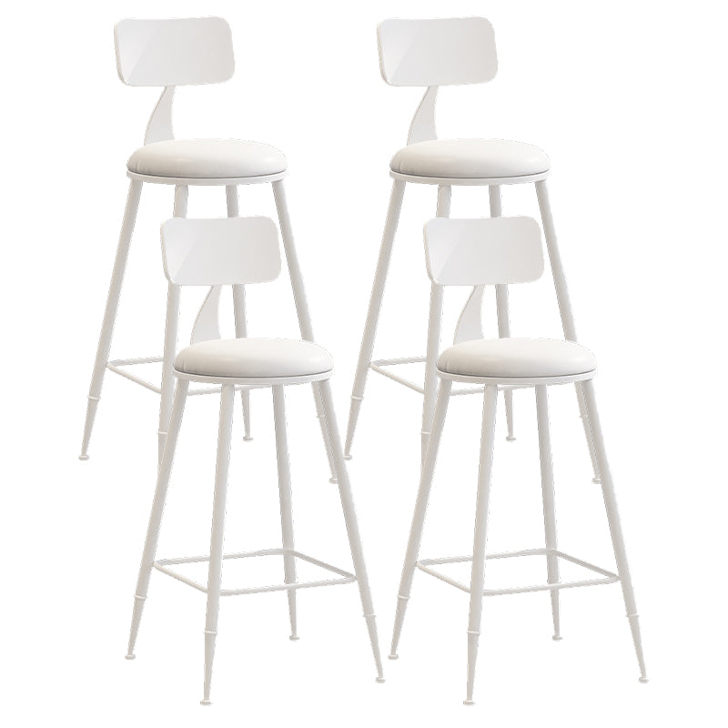 Matte Finish Iron Bar Stool Industrial Low Back Milk Tea Shop Stool White 4 Piece Set Counter Stool(26"H) Clearhalo 'Bar Furniture' 'Bar Stools' 'bar_stools' 'furn' 'furn_bar_stools' 'Furniture' 'furniture_bar_stools' 'Kitchen & Dining Furniture' 4888979