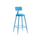 Matte Finish Iron Bar Stool Industrial Low Back Milk Tea Shop Stool Blue 1 Piece Counter Stool(26"H) Clearhalo 'Bar Furniture' 'Bar Stools' 'bar_stools' 'furn' 'furn_bar_stools' 'Furniture' 'furniture_bar_stools' 'Kitchen & Dining Furniture' 4888980