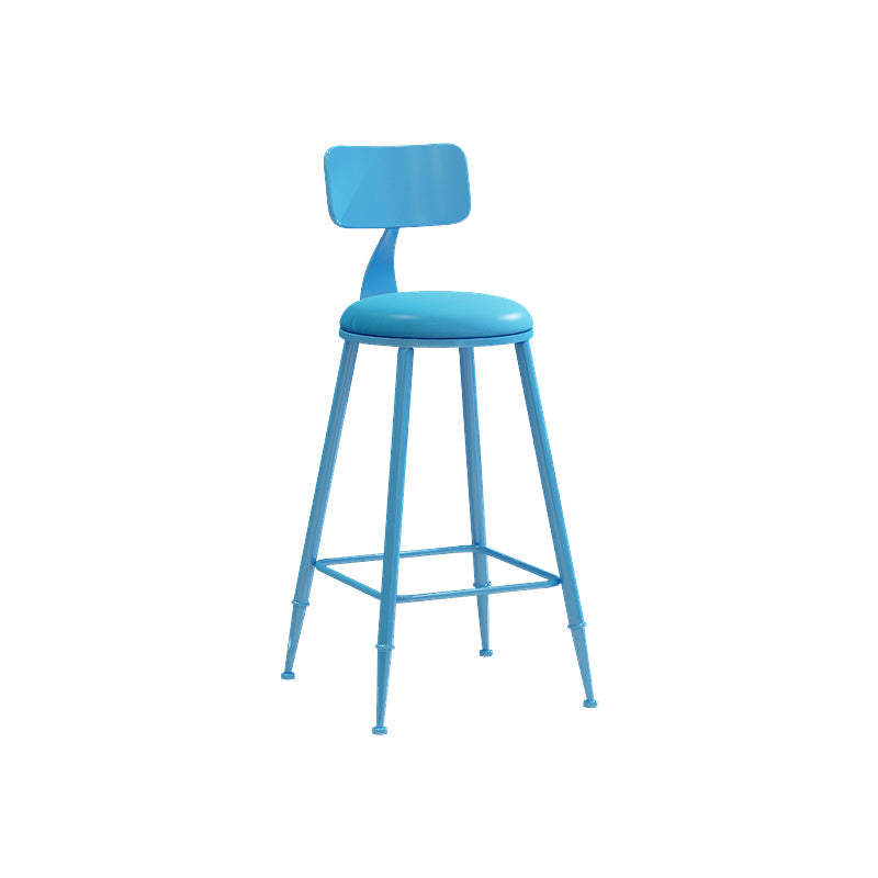Matte Finish Iron Bar Stool Industrial Low Back Milk Tea Shop Stool Blue 1 Piece Counter Stool(26"H) Clearhalo 'Bar Furniture' 'Bar Stools' 'bar_stools' 'furn' 'furn_bar_stools' 'Furniture' 'furniture_bar_stools' 'Kitchen & Dining Furniture' 4888980