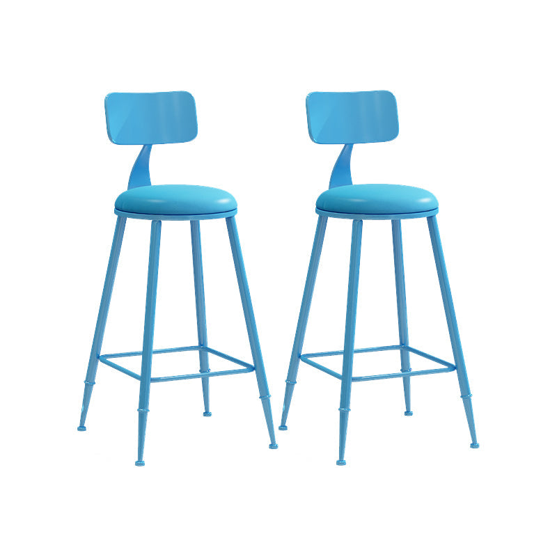 Matte Finish Iron Bar Stool Industrial Low Back Milk Tea Shop Stool Blue 2 Piece Set Counter Stool(26"H) Clearhalo 'Bar Furniture' 'Bar Stools' 'bar_stools' 'furn' 'furn_bar_stools' 'Furniture' 'furniture_bar_stools' 'Kitchen & Dining Furniture' 4888981
