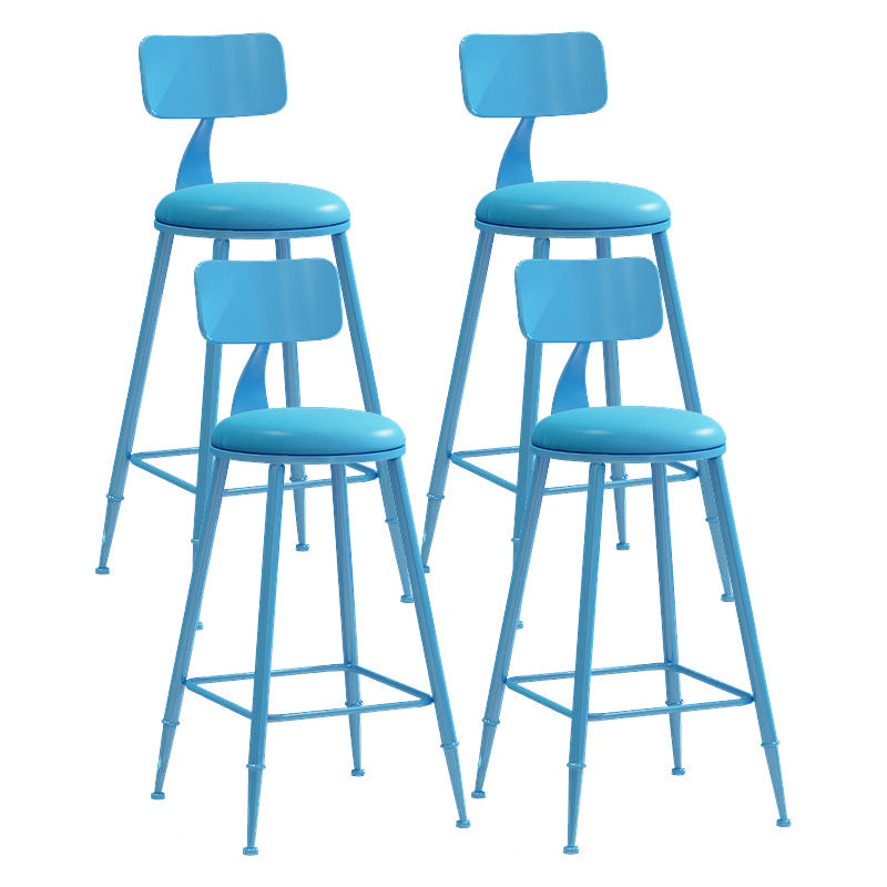 Matte Finish Iron Bar Stool Industrial Low Back Milk Tea Shop Stool Blue 4 Piece Set Counter Stool(26"H) Clearhalo 'Bar Furniture' 'Bar Stools' 'bar_stools' 'furn' 'furn_bar_stools' 'Furniture' 'furniture_bar_stools' 'Kitchen & Dining Furniture' 4888982