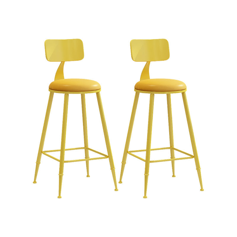 Matte Finish Iron Bar Stool Industrial Low Back Milk Tea Shop Stool Yellow 2 Piece Set Counter Stool(26"H) Clearhalo 'Bar Furniture' 'Bar Stools' 'bar_stools' 'furn' 'furn_bar_stools' 'Furniture' 'furniture_bar_stools' 'Kitchen & Dining Furniture' 4888984