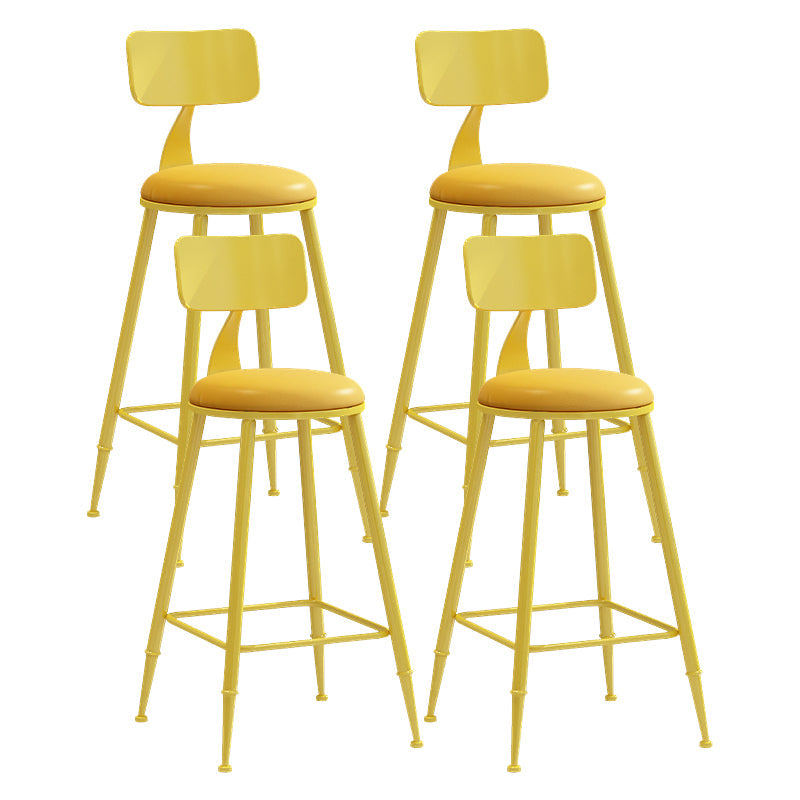 Matte Finish Iron Bar Stool Industrial Low Back Milk Tea Shop Stool Yellow 4 Piece Set Counter Stool(26"H) Clearhalo 'Bar Furniture' 'Bar Stools' 'bar_stools' 'furn' 'furn_bar_stools' 'Furniture' 'furniture_bar_stools' 'Kitchen & Dining Furniture' 4888985