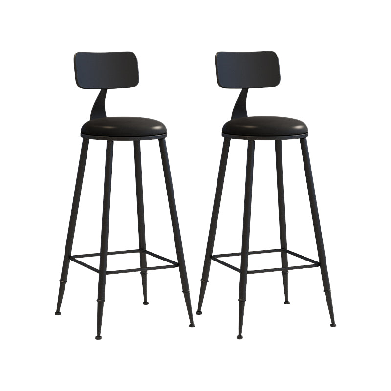 Matte Finish Iron Bar Stool Industrial Low Back Milk Tea Shop Stool Black 2 Piece Set Bar Stool(30"H) Clearhalo 'Bar Furniture' 'Bar Stools' 'bar_stools' 'furn' 'furn_bar_stools' 'Furniture' 'furniture_bar_stools' 'Kitchen & Dining Furniture' 4888987