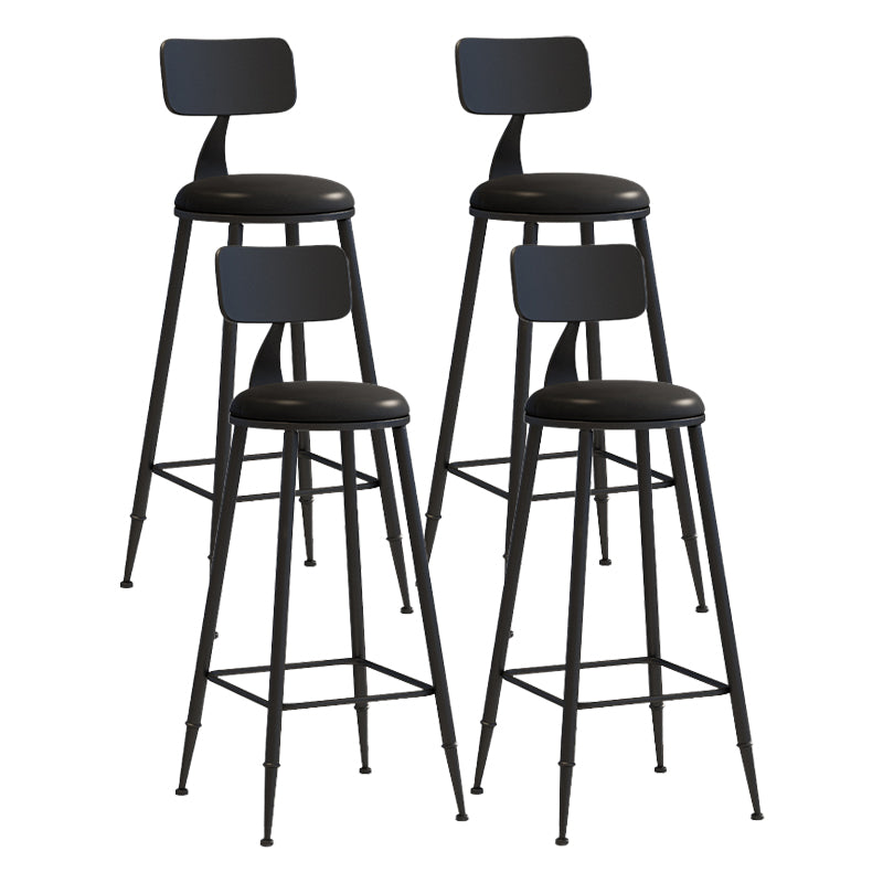 Matte Finish Iron Bar Stool Industrial Low Back Milk Tea Shop Stool Black 4 Piece Set Bar Stool(30"H) Clearhalo 'Bar Furniture' 'Bar Stools' 'bar_stools' 'furn' 'furn_bar_stools' 'Furniture' 'furniture_bar_stools' 'Kitchen & Dining Furniture' 4888988
