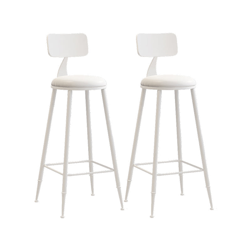 Matte Finish Iron Bar Stool Industrial Low Back Milk Tea Shop Stool White 2 Piece Set Bar Stool(30"H) Clearhalo 'Bar Furniture' 'Bar Stools' 'bar_stools' 'furn' 'furn_bar_stools' 'Furniture' 'furniture_bar_stools' 'Kitchen & Dining Furniture' 4888990