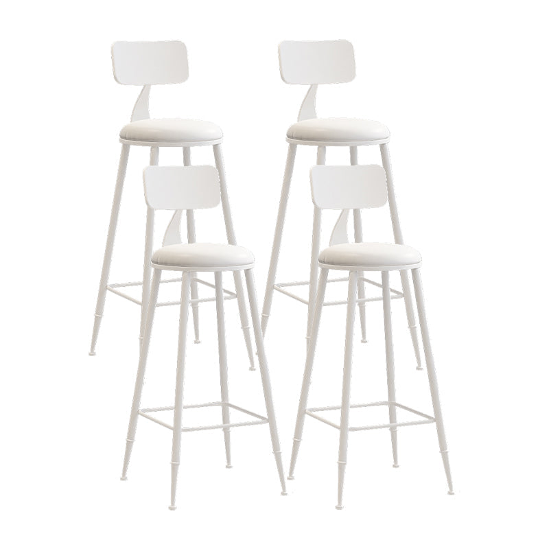 Matte Finish Iron Bar Stool Industrial Low Back Milk Tea Shop Stool White 4 Piece Set Bar Stool(30"H) Clearhalo 'Bar Furniture' 'Bar Stools' 'bar_stools' 'furn' 'furn_bar_stools' 'Furniture' 'furniture_bar_stools' 'Kitchen & Dining Furniture' 4888991