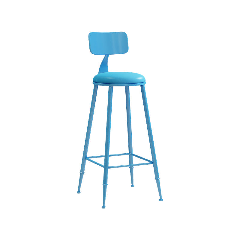 Matte Finish Iron Bar Stool Industrial Low Back Milk Tea Shop Stool Blue 1 Piece Bar Stool(30"H) Clearhalo 'Bar Furniture' 'Bar Stools' 'bar_stools' 'furn' 'furn_bar_stools' 'Furniture' 'furniture_bar_stools' 'Kitchen & Dining Furniture' 4888992