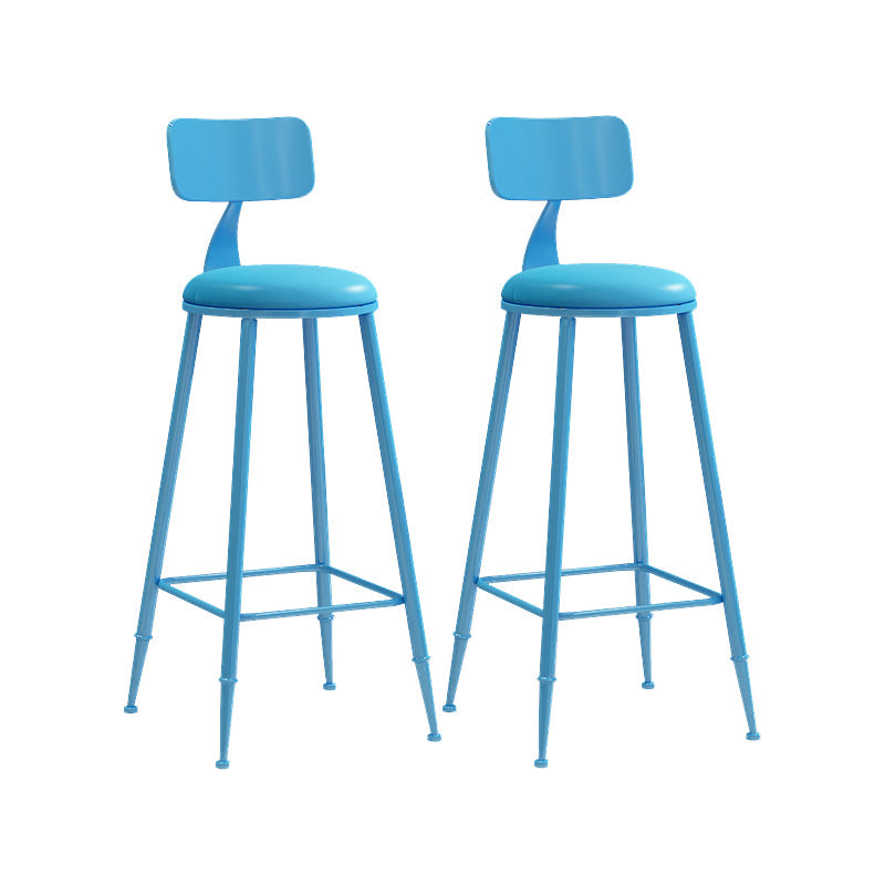 Matte Finish Iron Bar Stool Industrial Low Back Milk Tea Shop Stool Blue 2 Piece Set Bar Stool(30"H) Clearhalo 'Bar Furniture' 'Bar Stools' 'bar_stools' 'furn' 'furn_bar_stools' 'Furniture' 'furniture_bar_stools' 'Kitchen & Dining Furniture' 4888993