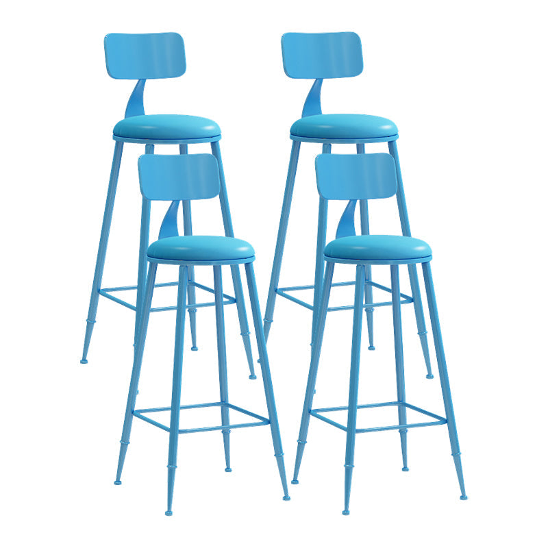 Matte Finish Iron Bar Stool Industrial Low Back Milk Tea Shop Stool Blue 4 Piece Set Bar Stool(30"H) Clearhalo 'Bar Furniture' 'Bar Stools' 'bar_stools' 'furn' 'furn_bar_stools' 'Furniture' 'furniture_bar_stools' 'Kitchen & Dining Furniture' 4888994