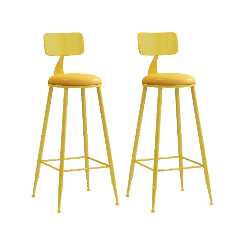 Matte Finish Iron Bar Stool Industrial Low Back Milk Tea Shop Stool Yellow 2 Piece Set Bar Stool(30"H) Clearhalo 'Bar Furniture' 'Bar Stools' 'bar_stools' 'furn' 'furn_bar_stools' 'Furniture' 'furniture_bar_stools' 'Kitchen & Dining Furniture' 4888996