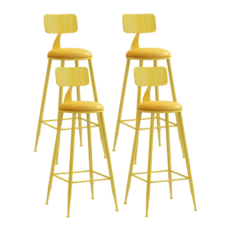 Matte Finish Iron Bar Stool Industrial Low Back Milk Tea Shop Stool Yellow 4 Piece Set Bar Stool(30"H) Clearhalo 'Bar Furniture' 'Bar Stools' 'bar_stools' 'furn' 'furn_bar_stools' 'Furniture' 'furniture_bar_stools' 'Kitchen & Dining Furniture' 4888997