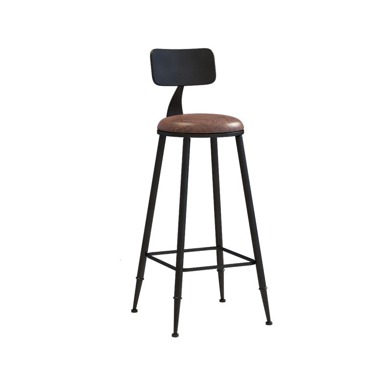 Industrial Low Back Coffee Shop Stool Matte Finish Iron Bar Stool Leather 1 Piece Bar Stool(30"H) Clearhalo 'Bar Furniture' 'Bar Stools' 'bar_stools' 'furn' 'furn_bar_stools' 'Furniture' 'furniture_bar_stools' 'Kitchen & Dining Furniture' 4889006