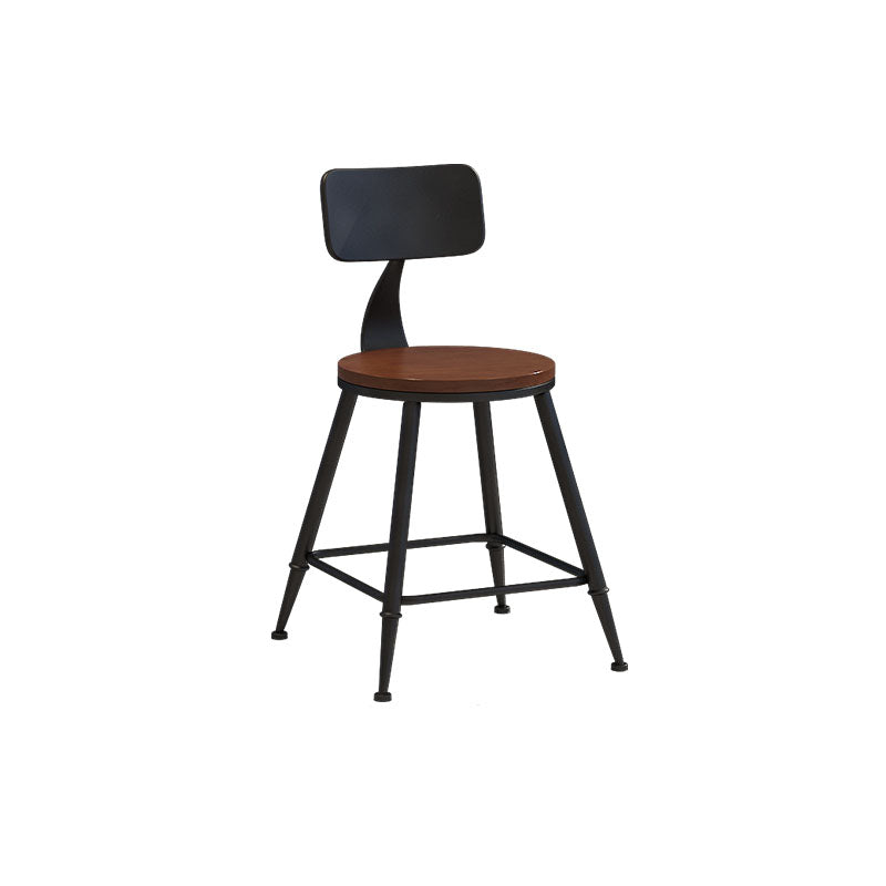 Industrial Low Back Coffee Shop Stool Matte Finish Iron Bar Stool Wood 1 Piece Short Stool(18"H) Clearhalo 'Bar Furniture' 'Bar Stools' 'bar_stools' 'furn' 'furn_bar_stools' 'Furniture' 'furniture_bar_stools' 'Kitchen & Dining Furniture' 4889007