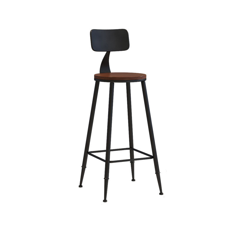 Industrial Low Back Coffee Shop Stool Matte Finish Iron Bar Stool Wood 1 Piece Bar Stool(30"H) Clearhalo 'Bar Furniture' 'Bar Stools' 'bar_stools' 'furn' 'furn_bar_stools' 'Furniture' 'furniture_bar_stools' 'Kitchen & Dining Furniture' 4889011