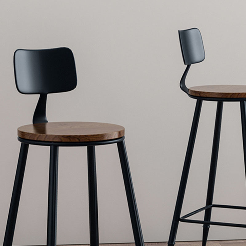 Industrial Low Back Coffee Shop Stool Matte Finish Iron Bar Stool Clearhalo 'Bar Furniture' 'Bar Stools' 'bar_stools' 'furn' 'furn_bar_stools' 'Furniture' 'furniture_bar_stools' 'Kitchen & Dining Furniture' 4889015