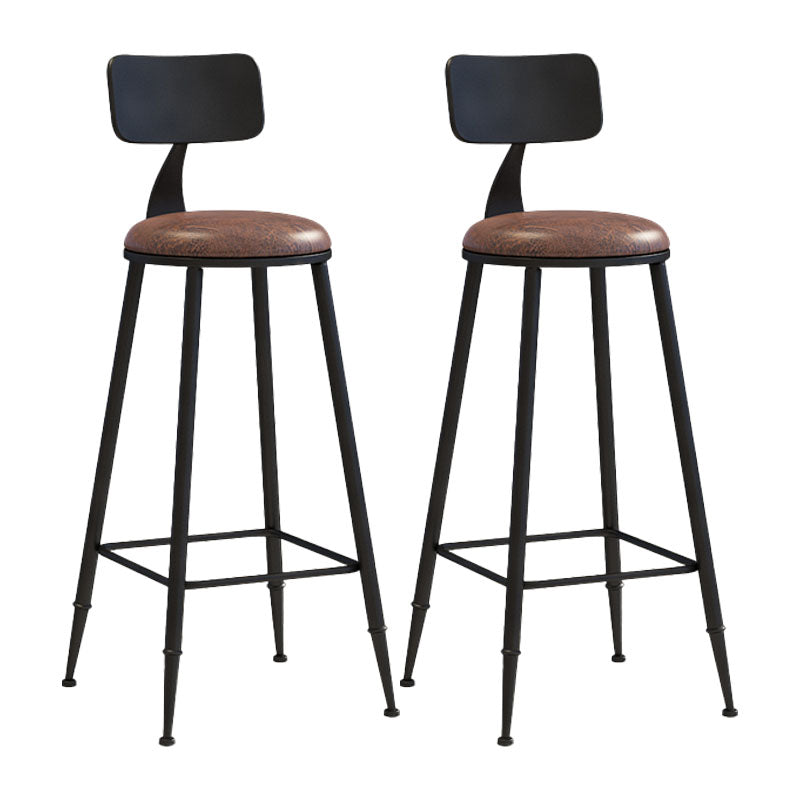 Industrial Low Back Coffee Shop Stool Matte Finish Iron Bar Stool Leather 2 Piece Set Bar Stool(30"H) Clearhalo 'Bar Furniture' 'Bar Stools' 'bar_stools' 'furn' 'furn_bar_stools' 'Furniture' 'furniture_bar_stools' 'Kitchen & Dining Furniture' 4889018