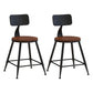 Industrial Low Back Coffee Shop Stool Matte Finish Iron Bar Stool Wood 2 Piece Set Short Stool(18"H) Clearhalo 'Bar Furniture' 'Bar Stools' 'bar_stools' 'furn' 'furn_bar_stools' 'Furniture' 'furniture_bar_stools' 'Kitchen & Dining Furniture' 4889020