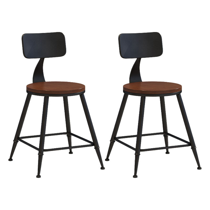 Industrial Low Back Coffee Shop Stool Matte Finish Iron Bar Stool Wood 2 Piece Set Short Stool(18"H) Clearhalo 'Bar Furniture' 'Bar Stools' 'bar_stools' 'furn' 'furn_bar_stools' 'Furniture' 'furniture_bar_stools' 'Kitchen & Dining Furniture' 4889020