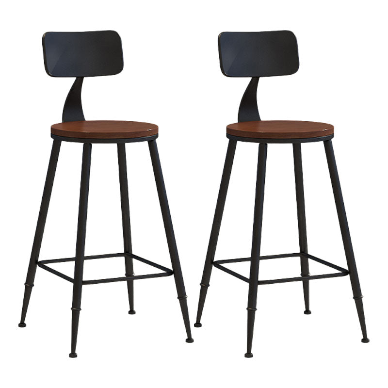 Industrial Low Back Coffee Shop Stool Matte Finish Iron Bar Stool Wood 2 Piece Set Counter Stool(26"H) Clearhalo 'Bar Furniture' 'Bar Stools' 'bar_stools' 'furn' 'furn_bar_stools' 'Furniture' 'furniture_bar_stools' 'Kitchen & Dining Furniture' 4889021