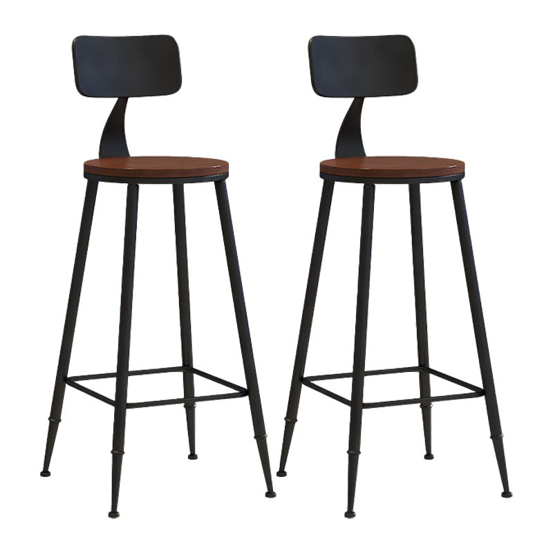Industrial Low Back Coffee Shop Stool Matte Finish Iron Bar Stool Wood 2 Piece Set Bar Stool(30"H) Clearhalo 'Bar Furniture' 'Bar Stools' 'bar_stools' 'furn' 'furn_bar_stools' 'Furniture' 'furniture_bar_stools' 'Kitchen & Dining Furniture' 4889024