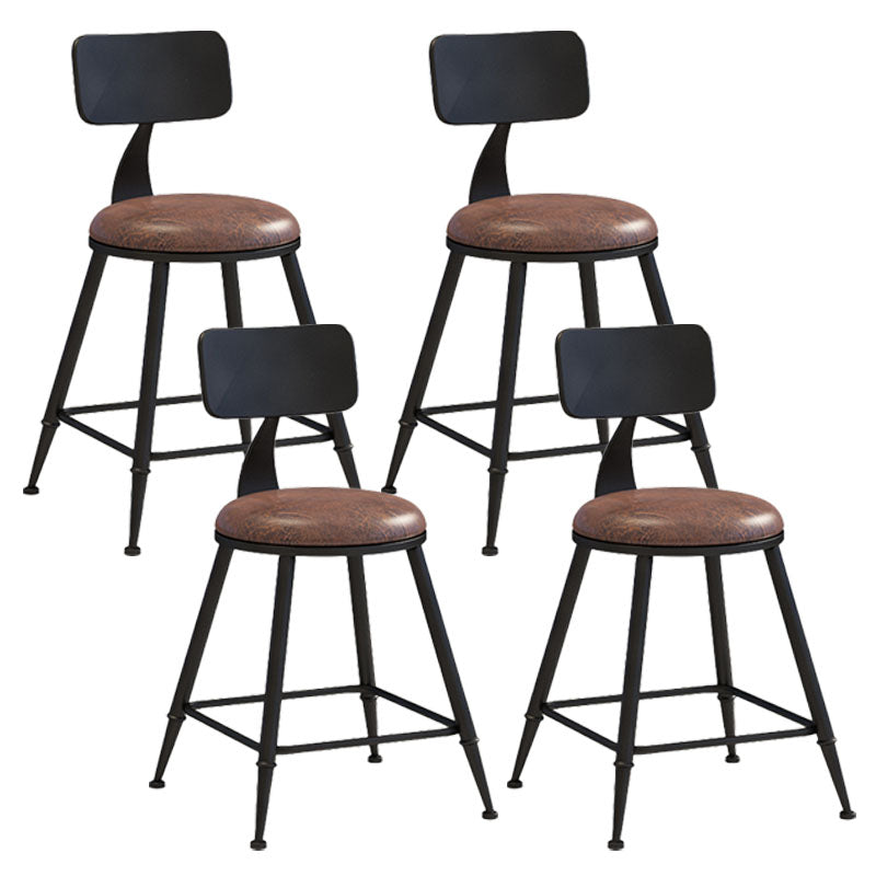 Industrial Low Back Coffee Shop Stool Matte Finish Iron Bar Stool Leather 4 Piece Set Short Stool(18"H) Clearhalo 'Bar Furniture' 'Bar Stools' 'bar_stools' 'furn' 'furn_bar_stools' 'Furniture' 'furniture_bar_stools' 'Kitchen & Dining Furniture' 4889025