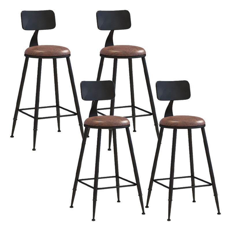 Industrial Low Back Coffee Shop Stool Matte Finish Iron Bar Stool Leather 4 Piece Set Counter Stool(26"H) Clearhalo 'Bar Furniture' 'Bar Stools' 'bar_stools' 'furn' 'furn_bar_stools' 'Furniture' 'furniture_bar_stools' 'Kitchen & Dining Furniture' 4889026