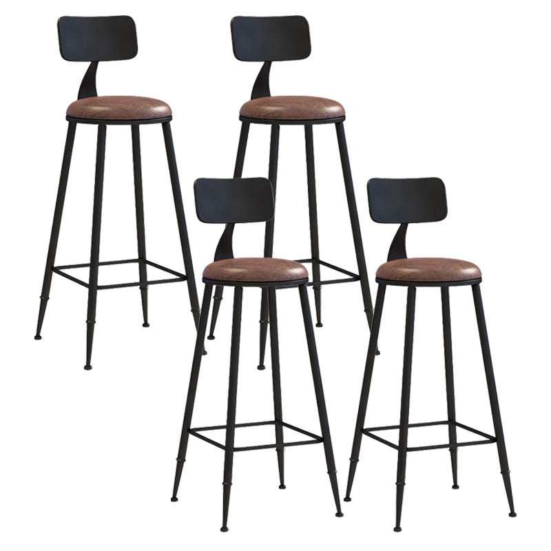 Industrial Low Back Coffee Shop Stool Matte Finish Iron Bar Stool Leather 4 Piece Set Bar Stool(30"H) Clearhalo 'Bar Furniture' 'Bar Stools' 'bar_stools' 'furn' 'furn_bar_stools' 'Furniture' 'furniture_bar_stools' 'Kitchen & Dining Furniture' 4889027