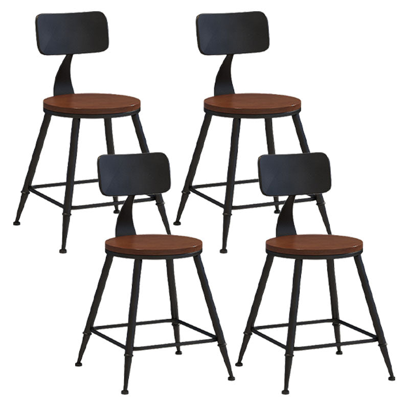 Industrial Low Back Coffee Shop Stool Matte Finish Iron Bar Stool Wood 4 Piece Set Short Stool(18"H) Clearhalo 'Bar Furniture' 'Bar Stools' 'bar_stools' 'furn' 'furn_bar_stools' 'Furniture' 'furniture_bar_stools' 'Kitchen & Dining Furniture' 4889028