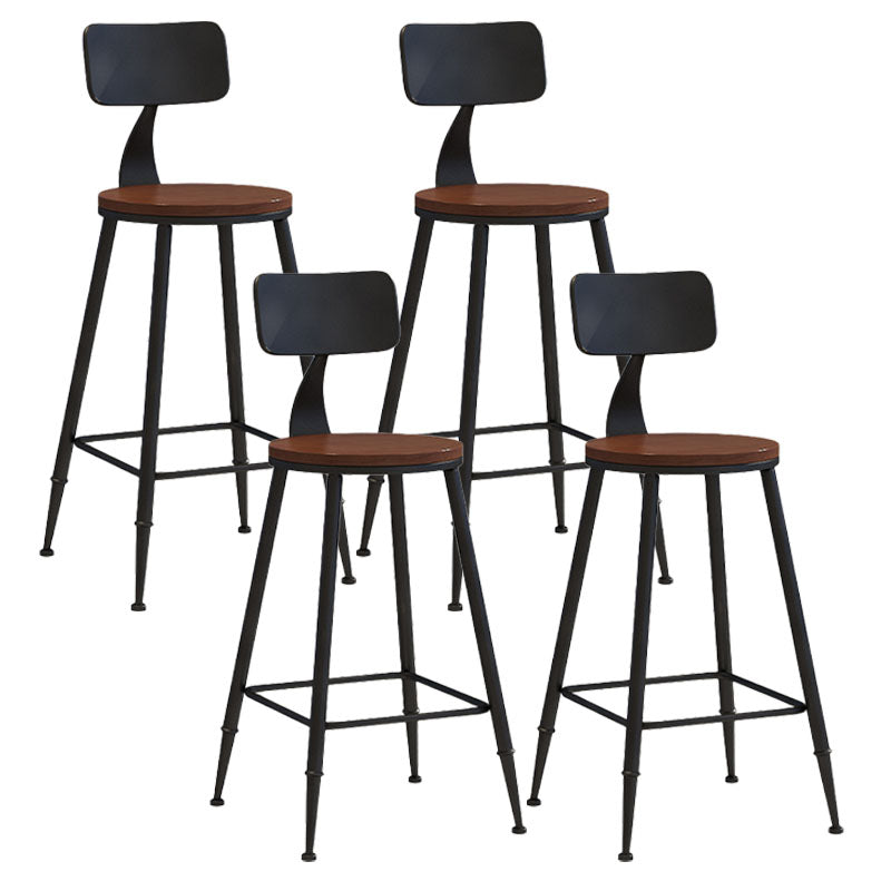 Industrial Low Back Coffee Shop Stool Matte Finish Iron Bar Stool Wood 4 Piece Set Counter Stool(26"H) Clearhalo 'Bar Furniture' 'Bar Stools' 'bar_stools' 'furn' 'furn_bar_stools' 'Furniture' 'furniture_bar_stools' 'Kitchen & Dining Furniture' 4889029